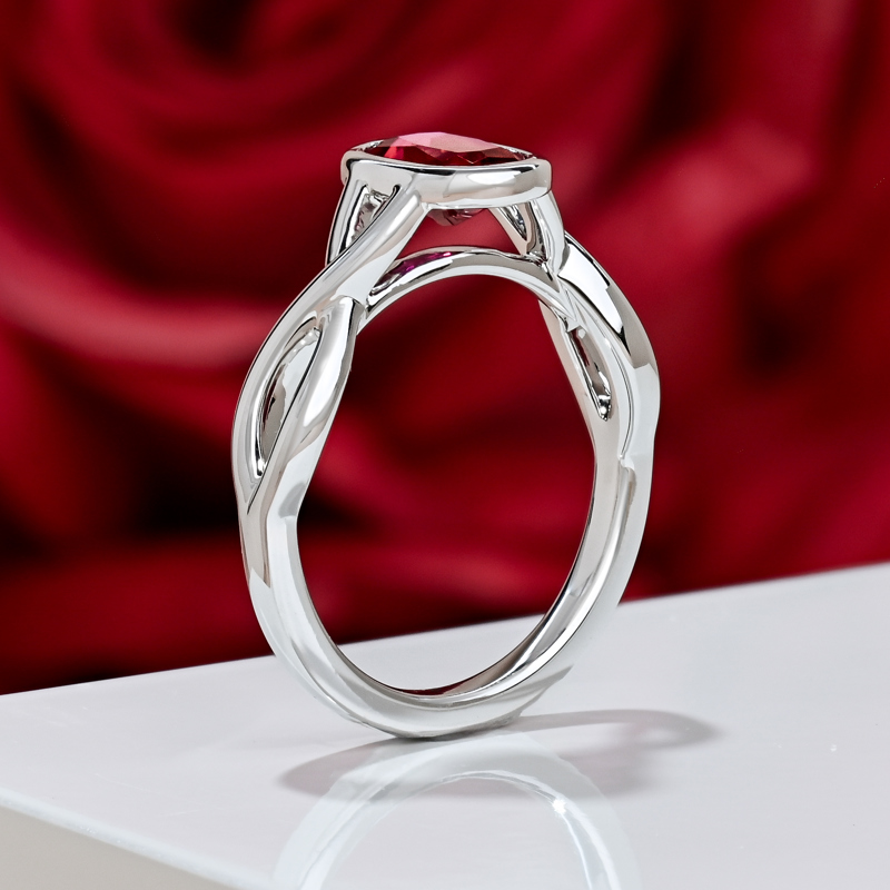 Modern Celtic Bezel Lab Ruby Ring