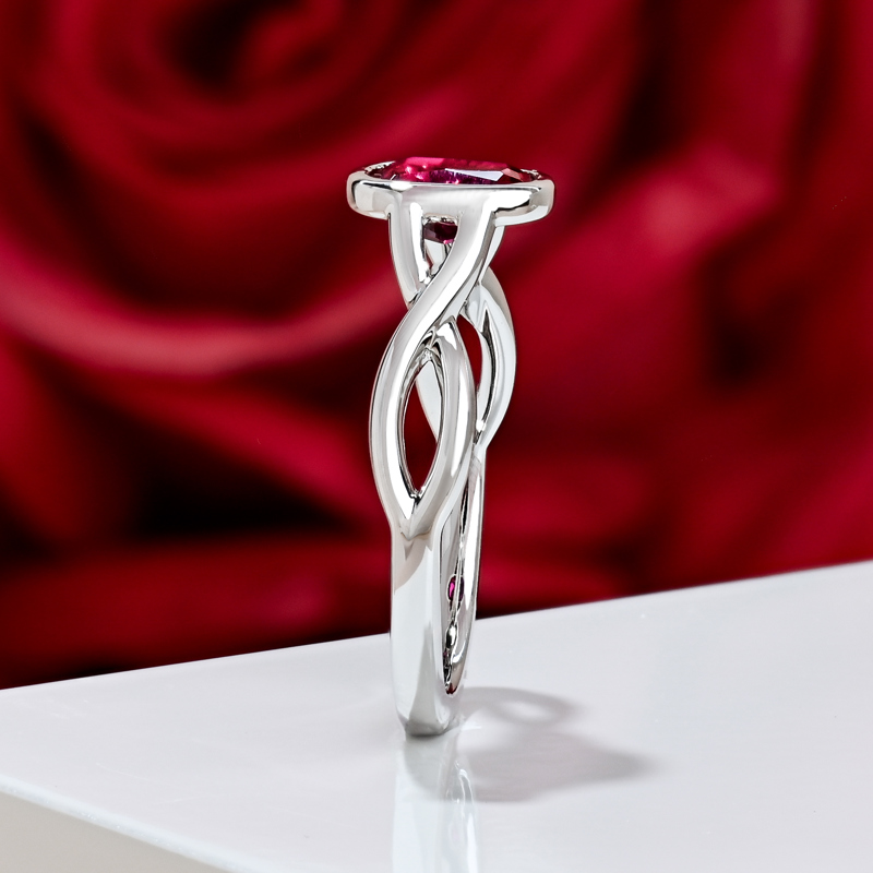 Modern Celtic Bezel Lab Ruby Ring