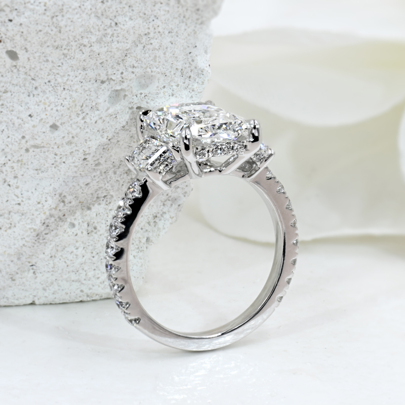 Platinum 3-1/2ct Radiant & Cadillac Diamond Ring