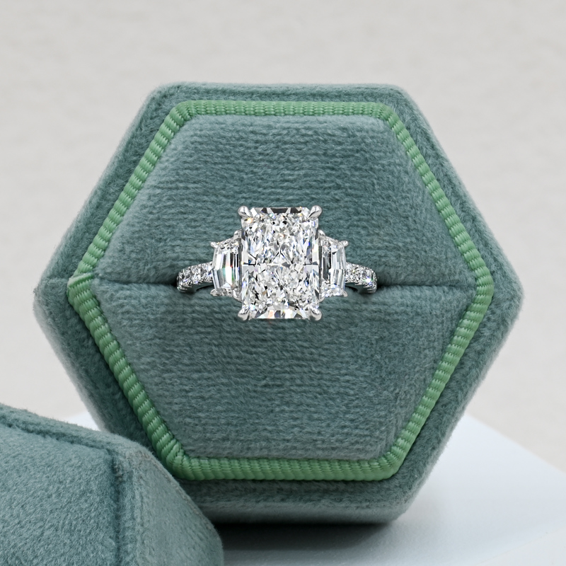 Platinum 3-1/2ct Radiant & Cadillac Diamond Ring