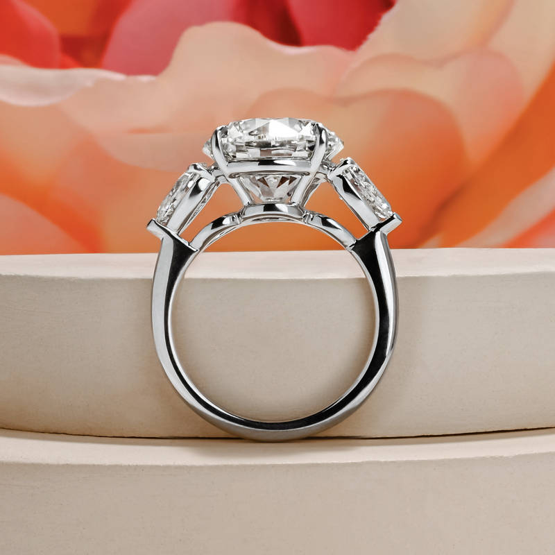 8-1/2ctw Round & Pear Three Stone