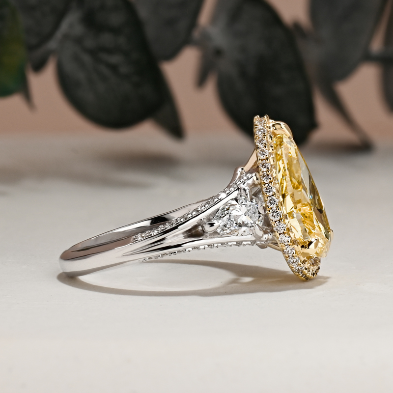 Fancy Yellow 3ct Pear Custom Halo