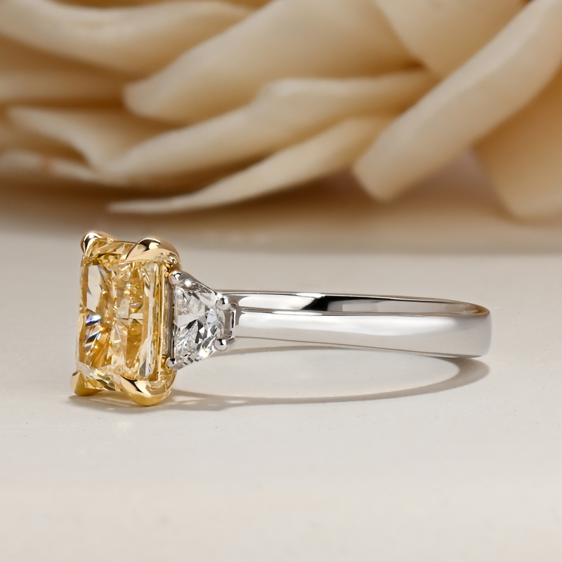Fancy Yellow 2ct Radiant & Half Moons