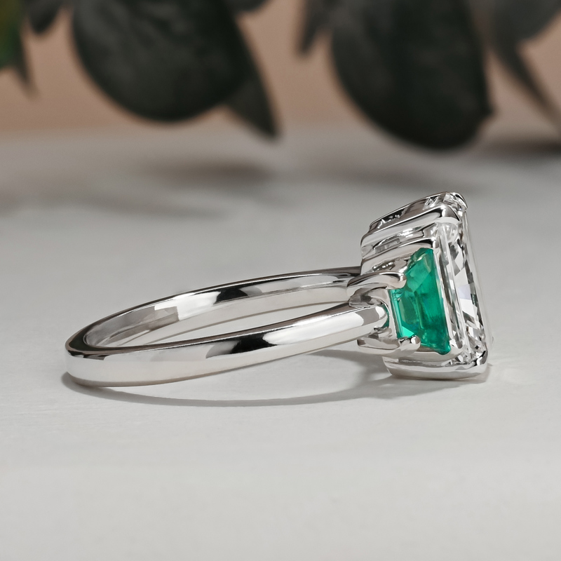 3ct Radiant & Trapeze Emerald Ring