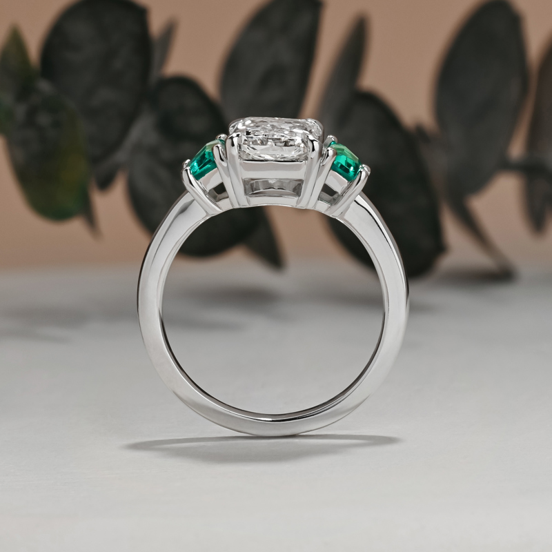 3ct Radiant & Trapeze Emerald Ring