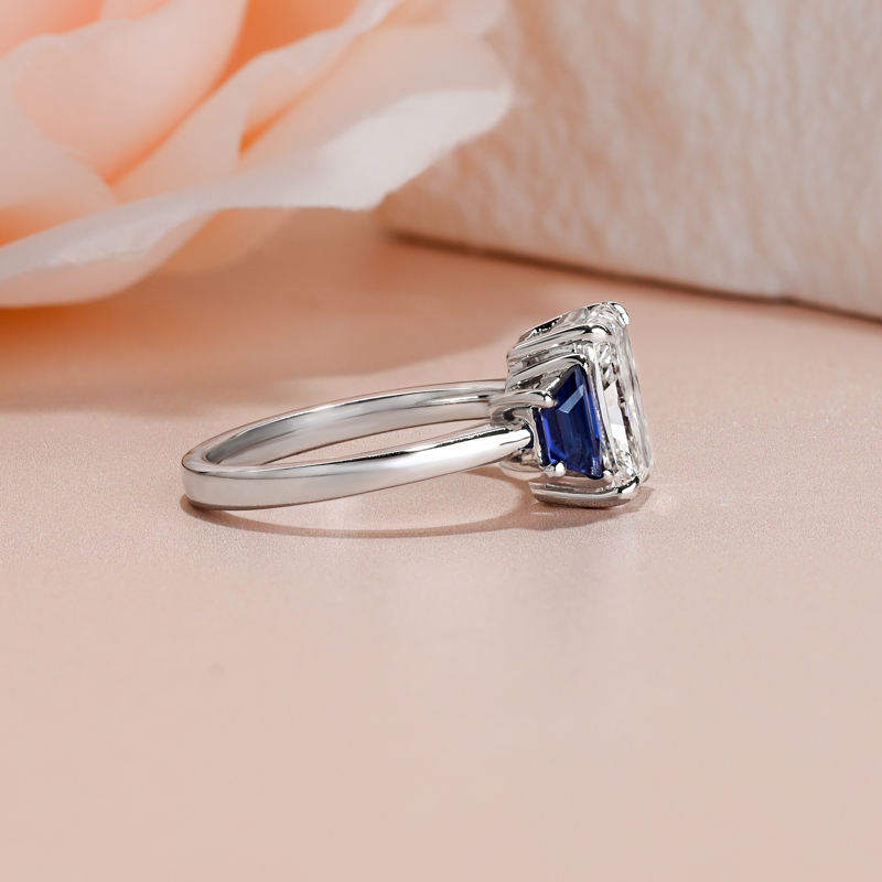 3ct Radiant & Trapeze Sapphire Ring