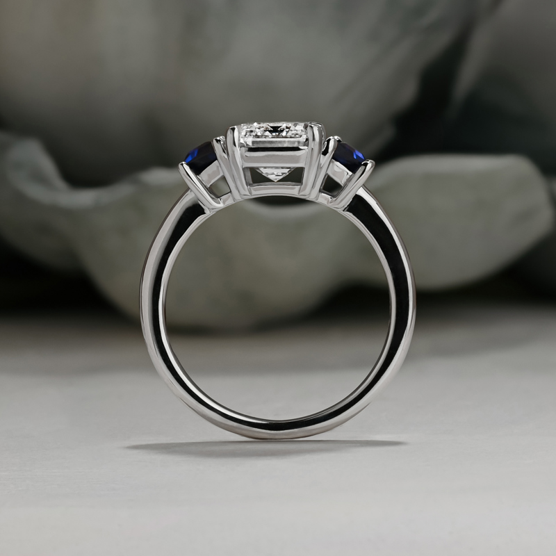 3ct Emerald Cut & Trapeze Sapphire Ring