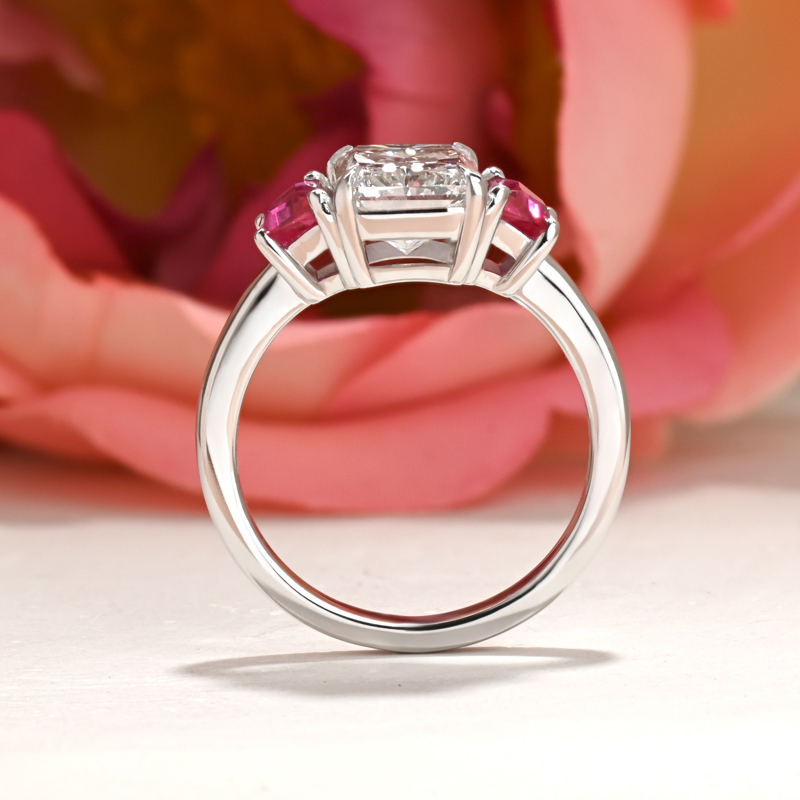 3ct Radiant & Trapeze Ruby Ring