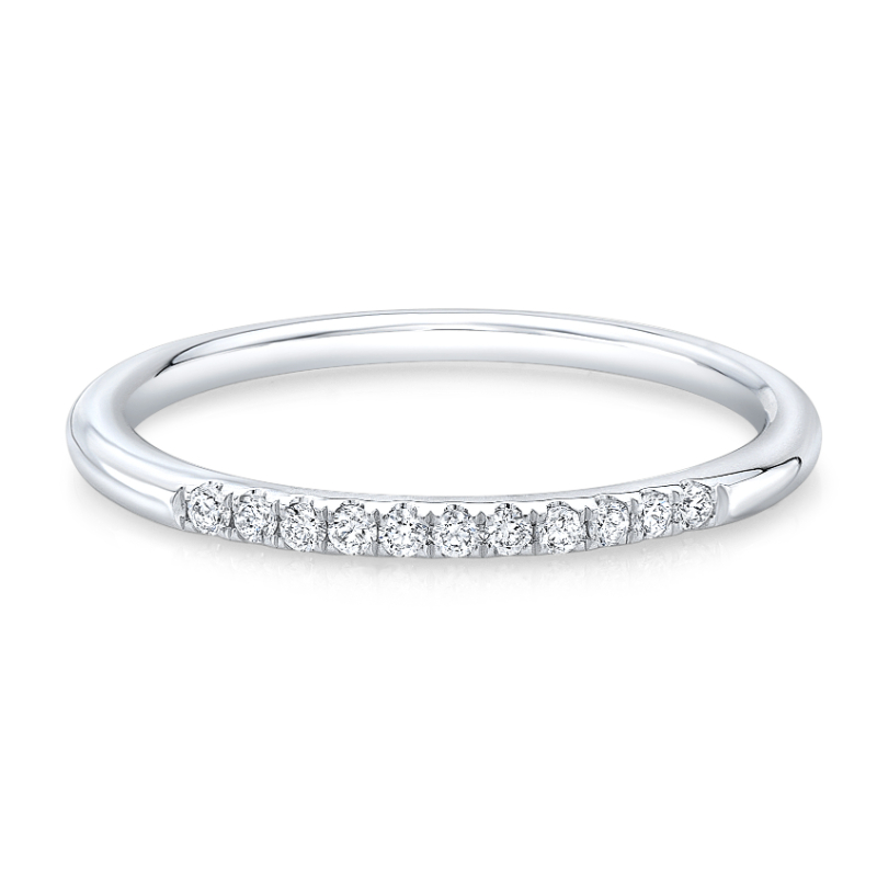 14k White Gold 1/10ctw Lab Grown Diamond Wedding Band