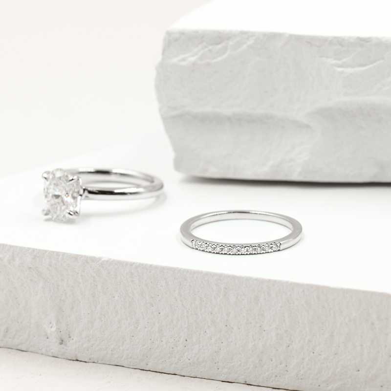 14k White Gold 1/10ctw Lab Grown Diamond Wedding Band