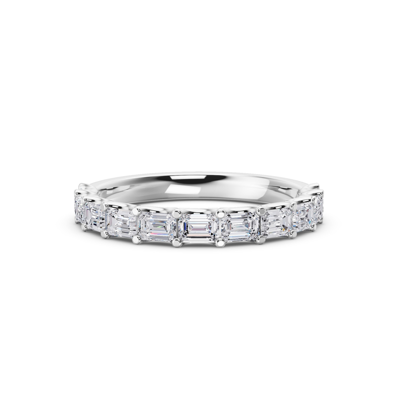 Platinum East West Emerald Scallop Band (1ctw)
