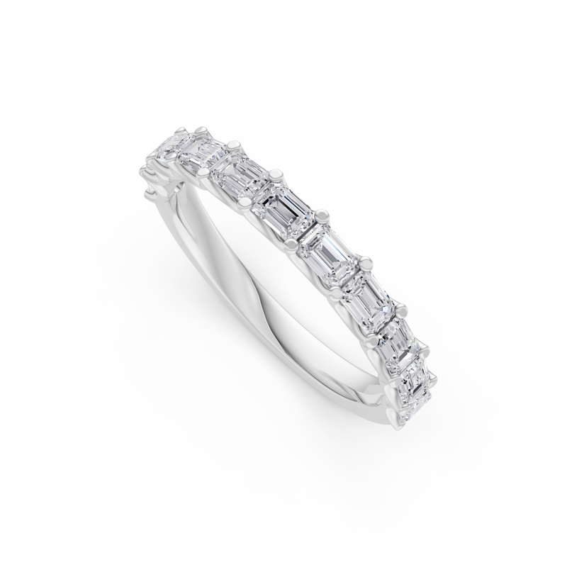 Platinum East West Emerald Scallop Band (1ctw)