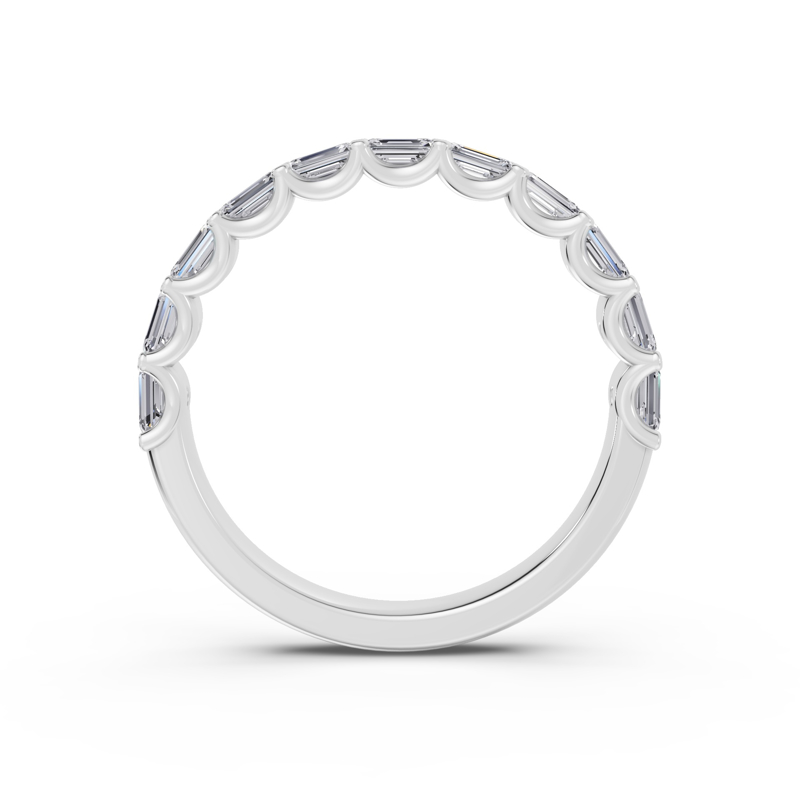 Platinum East West Emerald Scallop Band (1ctw)