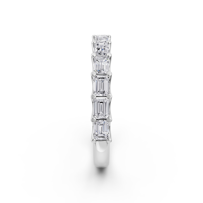 Platinum East West Emerald Scallop Band (1ctw)