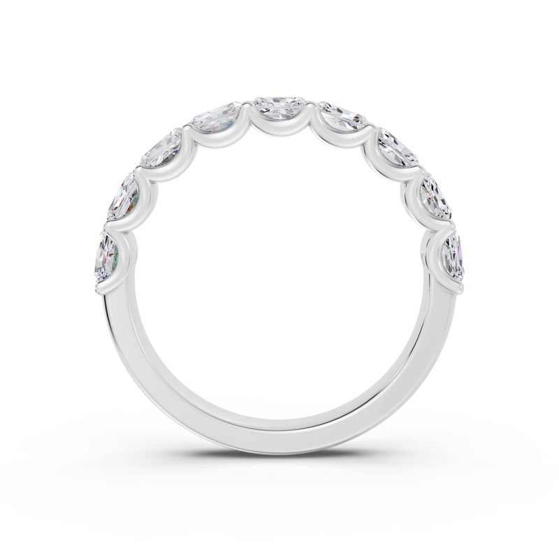 Platinum East West Radiant Scallop Band (1ctw)