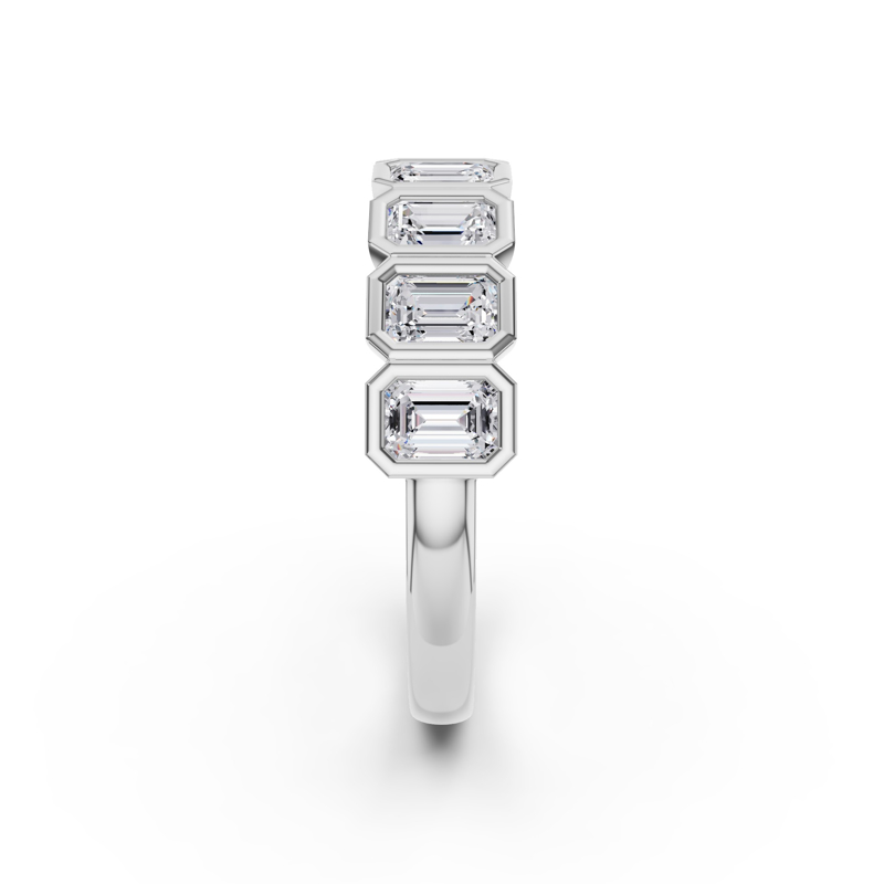 Platinum Seven Emerald Bezel Set Band (1ctw)