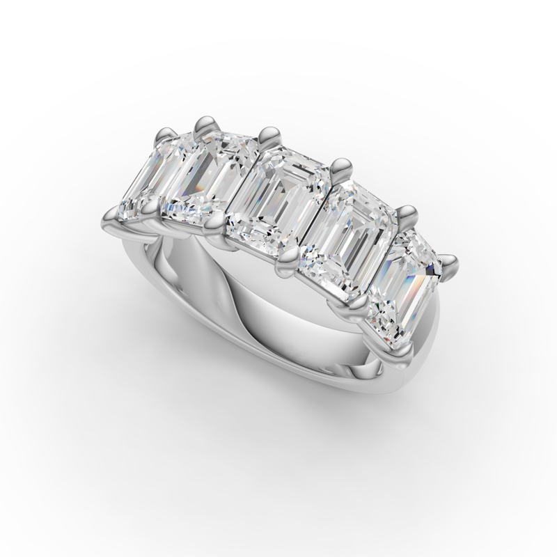 Platinum Five Emerald Anniversary Band (1ctw)