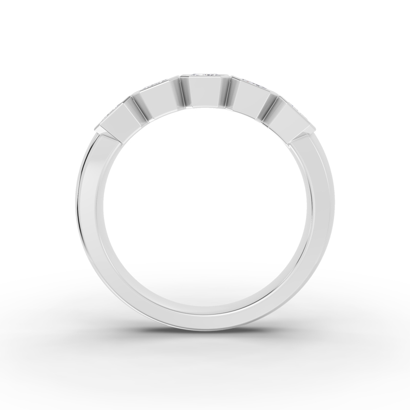 Platinum Five Emerald Bezel Set Band (1ctw)