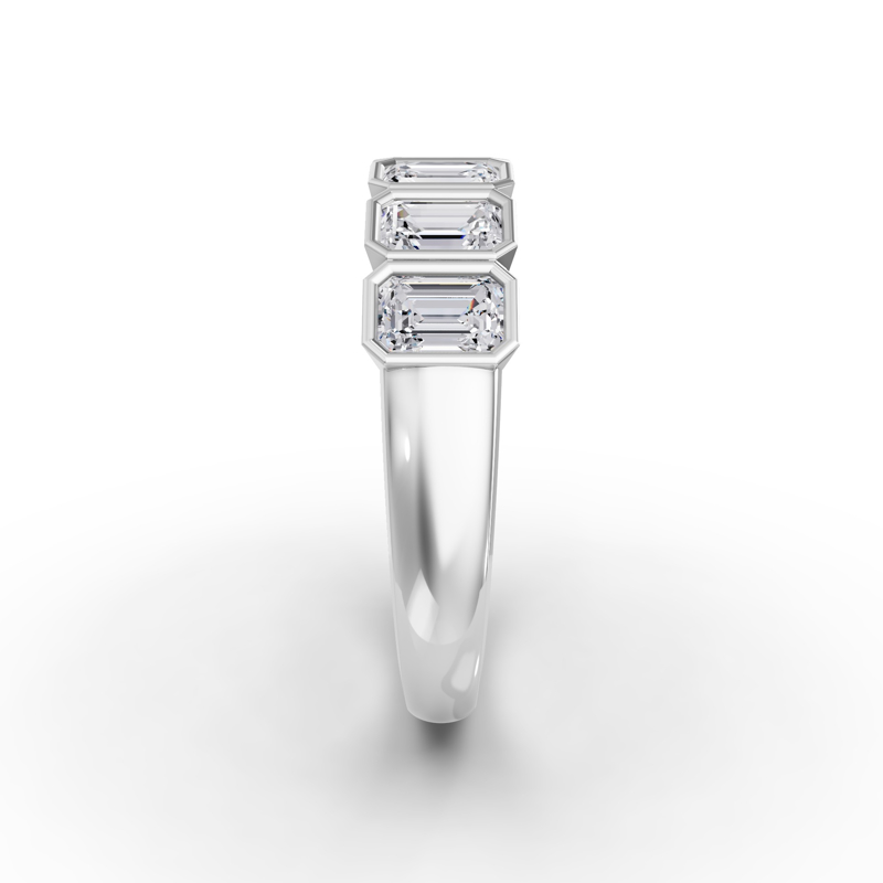 Platinum Five Emerald Bezel Set Band (1ctw)