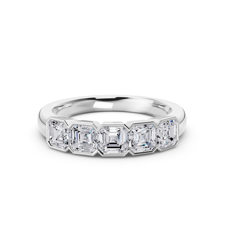 Platinum Asscher Half Bezel Band (1ctw)