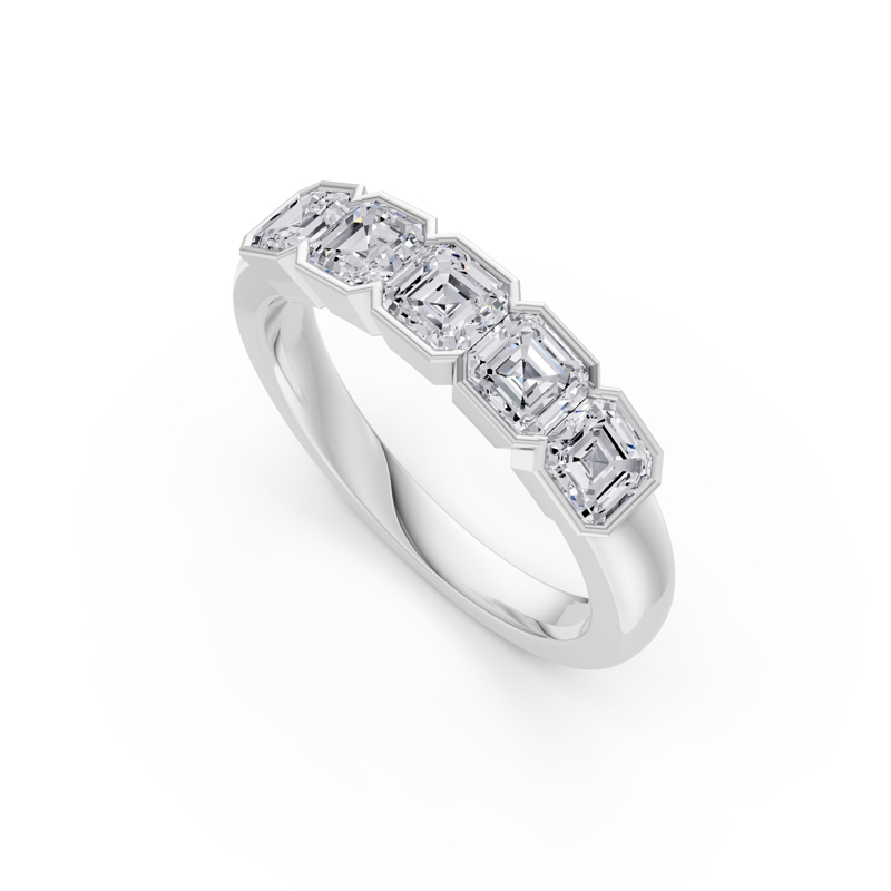 Platinum Asscher Half Bezel Band (1ctw)