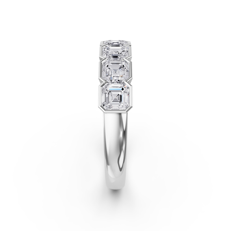 Platinum Asscher Half Bezel Band (1ctw)