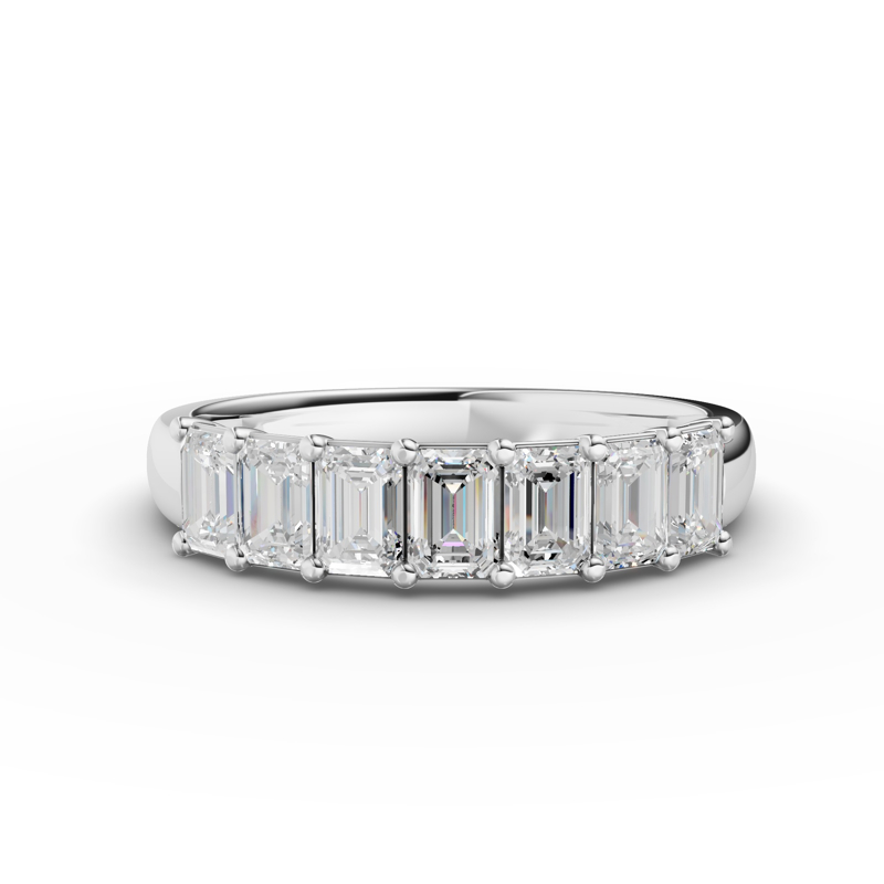 Platinum Seven Emerald Wedding Band (1ctw)