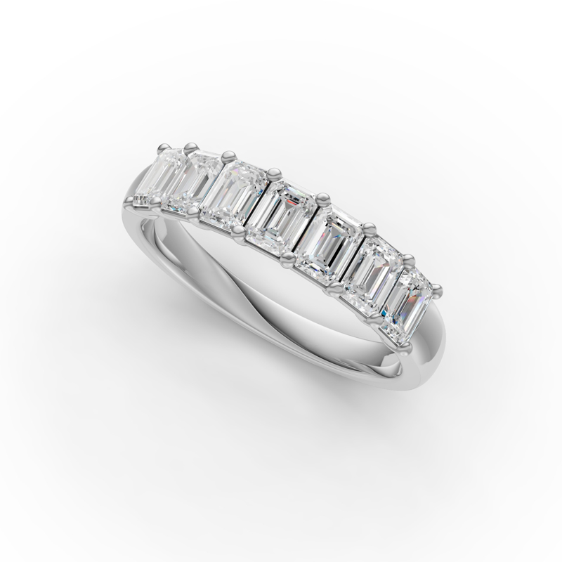 Platinum Seven Emerald Wedding Band (1ctw)