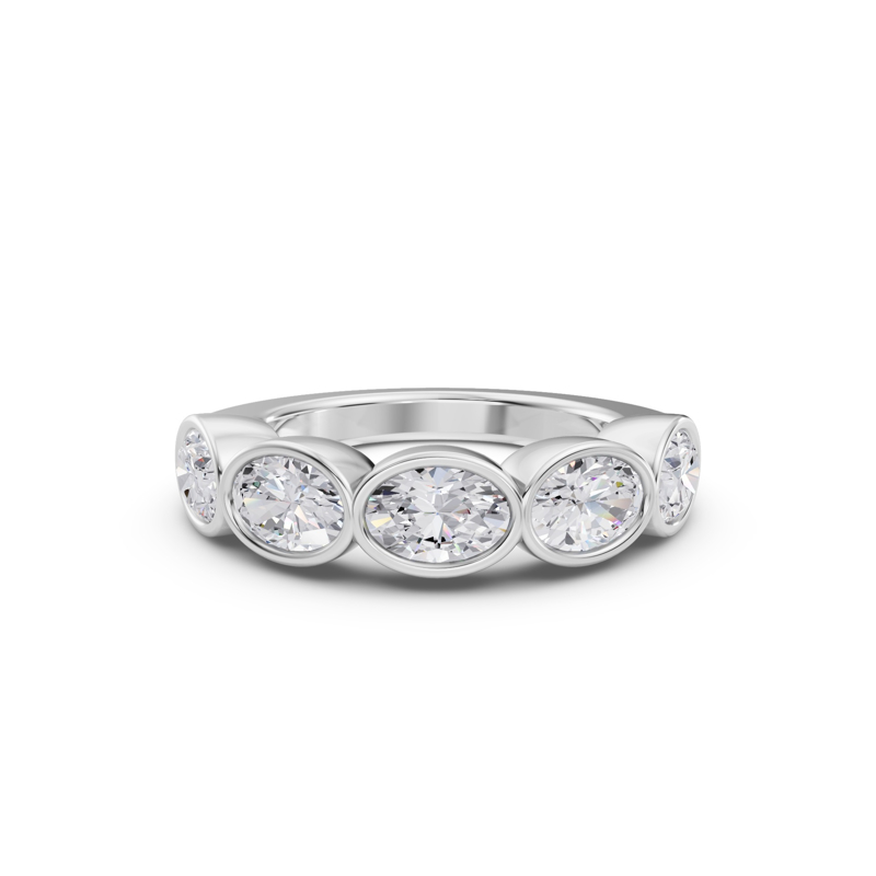 Platinum East West Bezel Oval Band (2ctw)