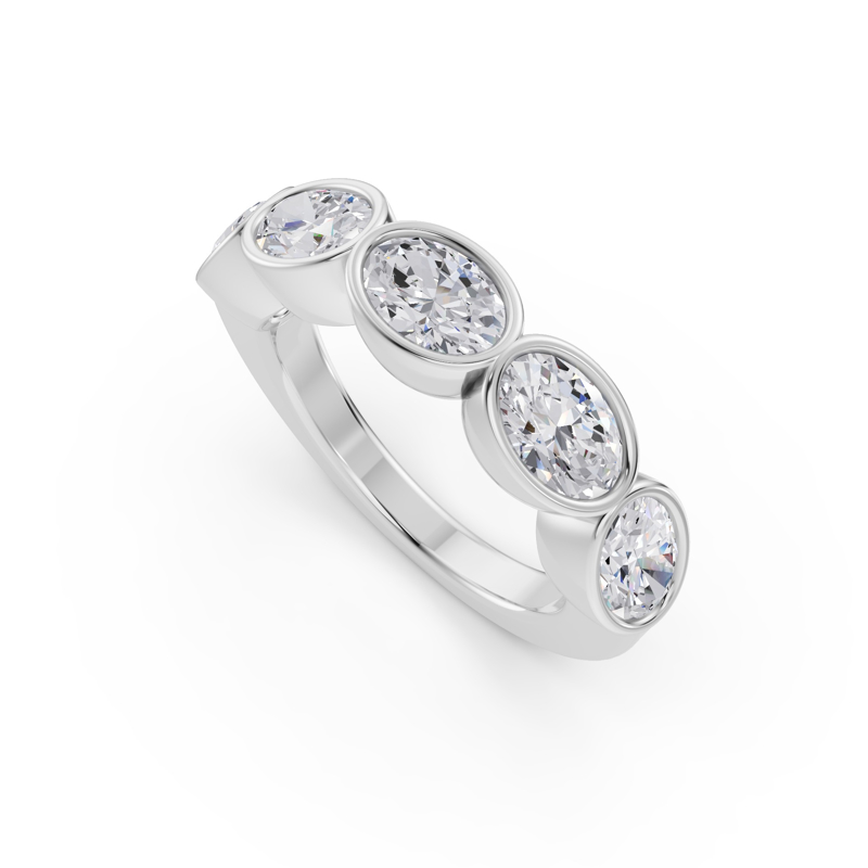 Platinum East West Bezel Oval Band (2ctw)