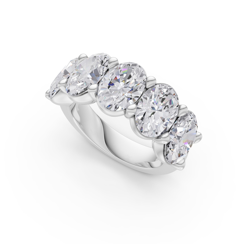 Platinum Five Stone Oval Anniversary Band (5ctw)