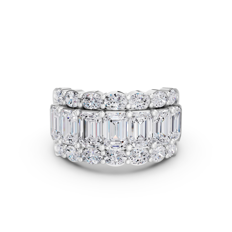 Platinum Armadeus Wide Emerald & Oval Band (5ctw)