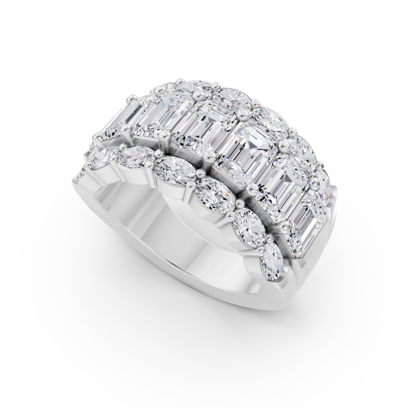 Platinum Armadeus Wide Emerald & Oval Band (5ctw)