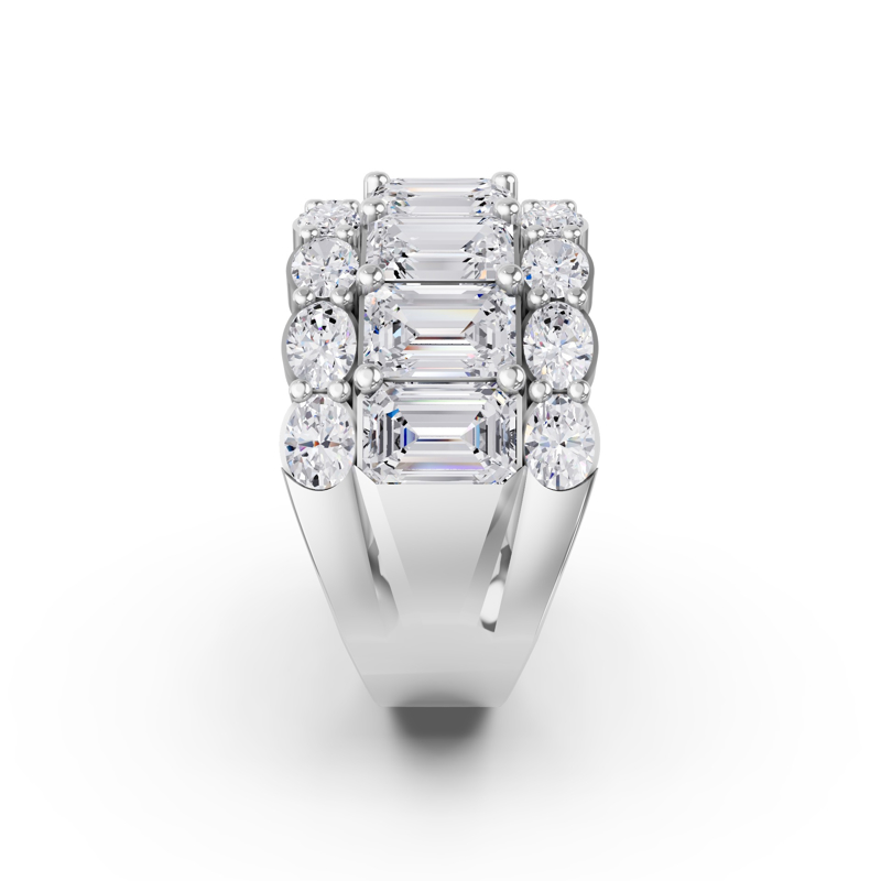 Platinum Armadeus Wide Emerald & Oval Band (5ctw)