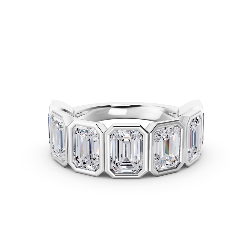 Platinum Seven Emerald Bezel Set Band (5ctw)