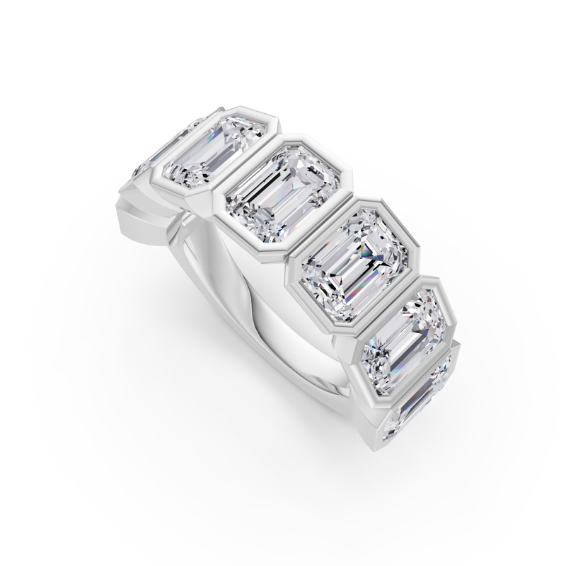 Platinum Seven Emerald Bezel Set Band (5ctw)