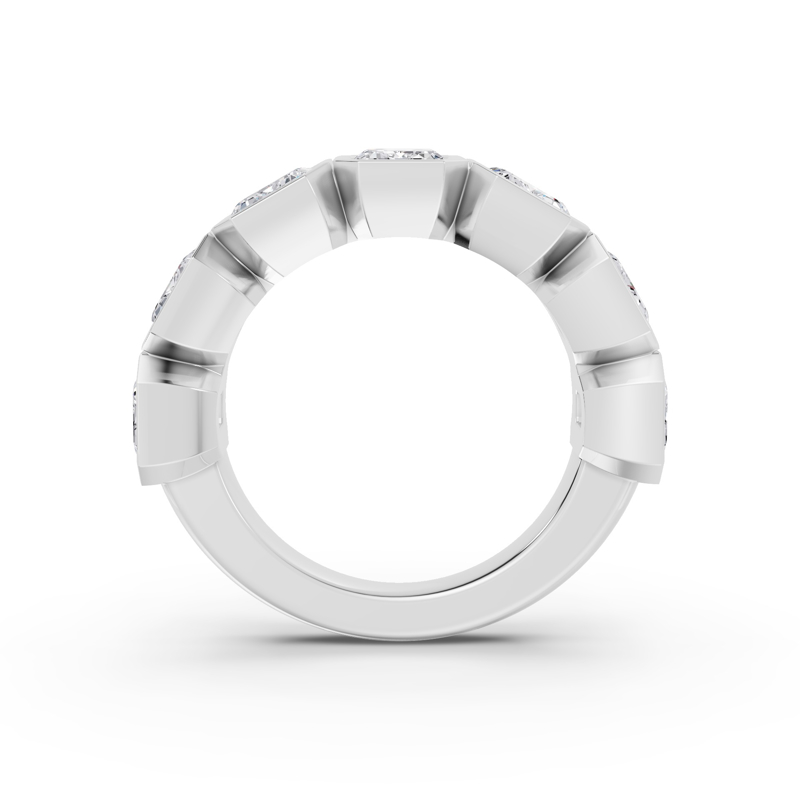 Platinum Seven Emerald Bezel Set Band (5ctw)