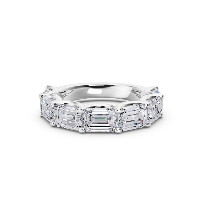 Platinum East West Emerald Scallop Band (5ctw)