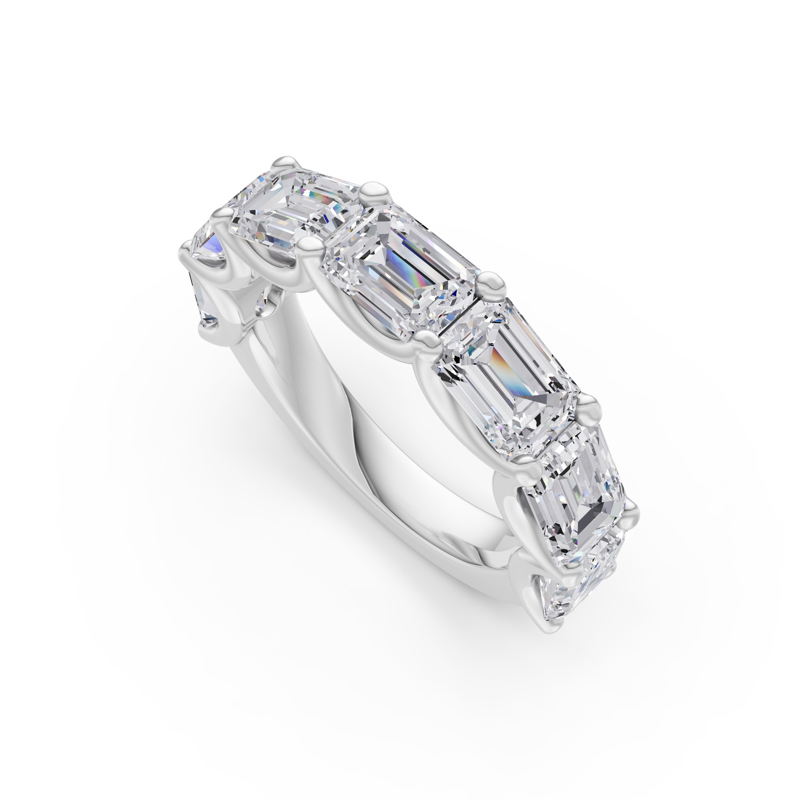 Platinum East West Emerald Scallop Band (5ctw)