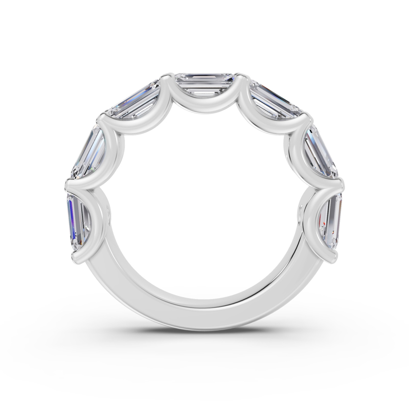 Platinum East West Emerald Scallop Band (5ctw)