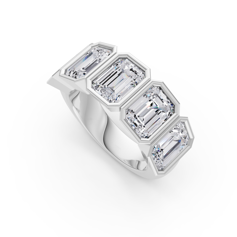 Platinum Five Emerald Bezel Set Band (5ctw)
