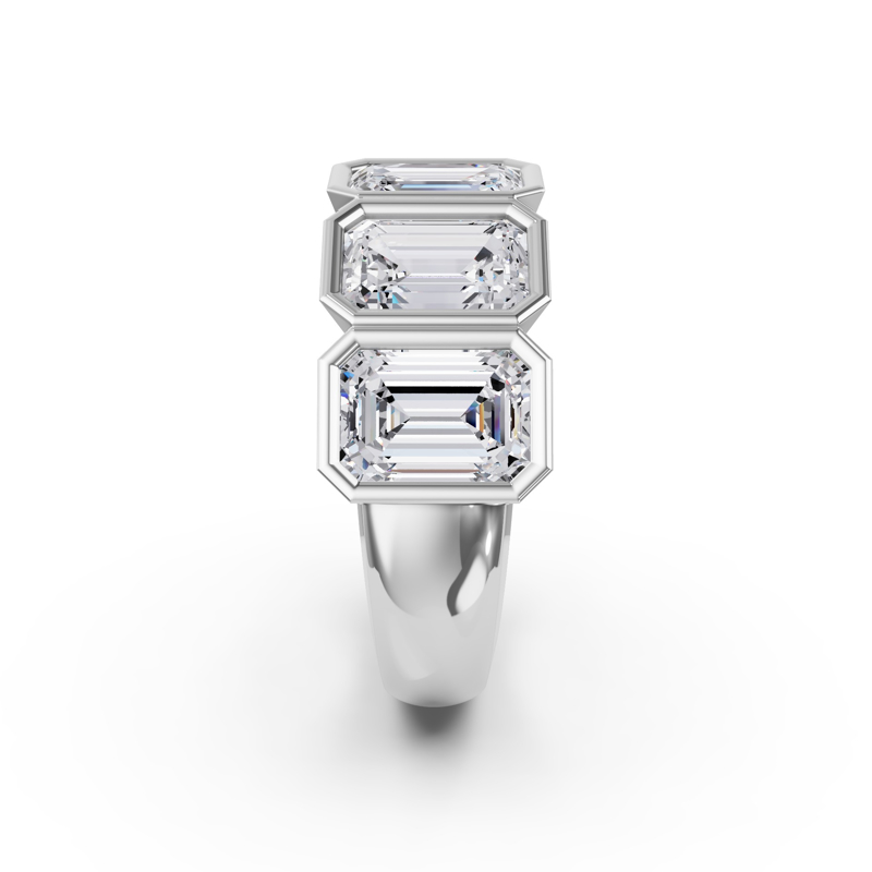Platinum Five Emerald Bezel Set Band (5ctw)