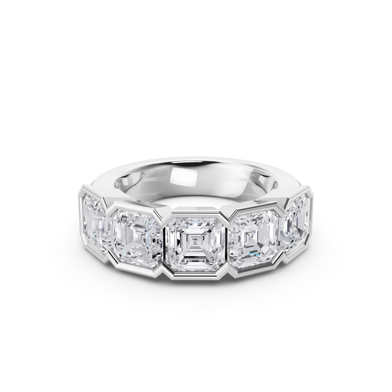 Platinum Asscher Half Bezel Band (5ctw)