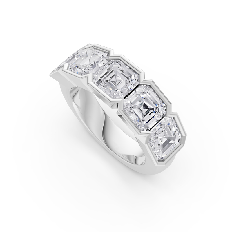 Platinum Asscher Half Bezel Band (5ctw)