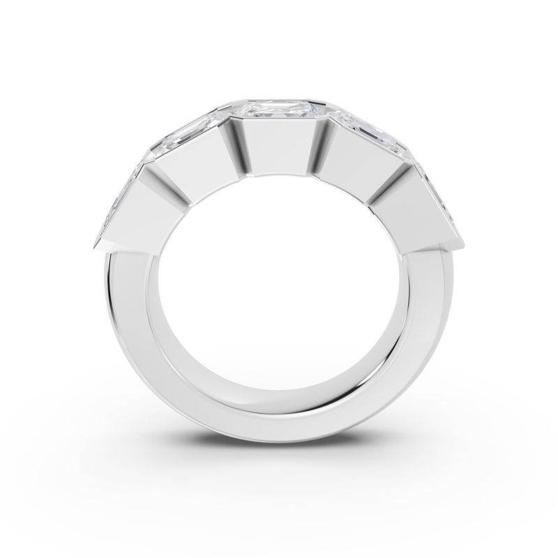 Platinum Asscher Half Bezel Band (5ctw)