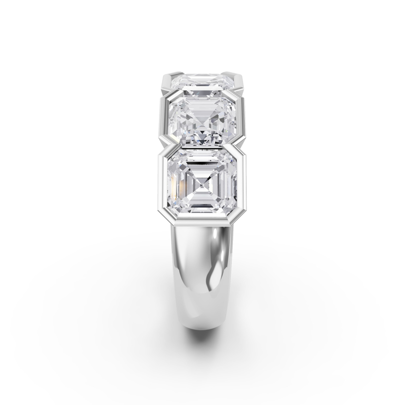 Platinum Asscher Half Bezel Band (5ctw)