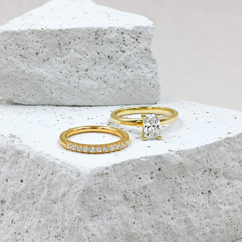 Yellow Gold Eleven Lab Grown Diamond U Split Prong Ring (1/4ctw)
