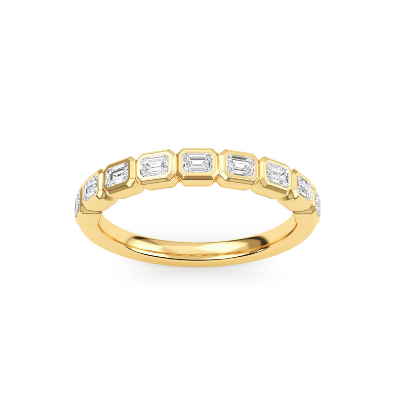 Yellow Gold Mini Shay East West Emerald (1/2ctw)