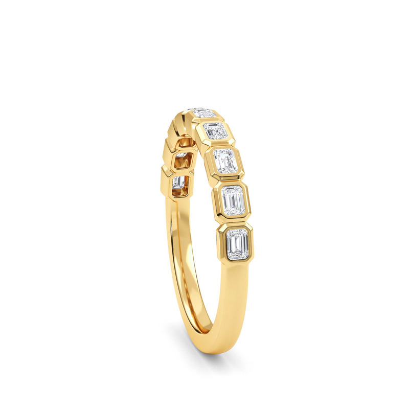 Yellow Gold Mini Shay East West Emerald (1/2ctw)