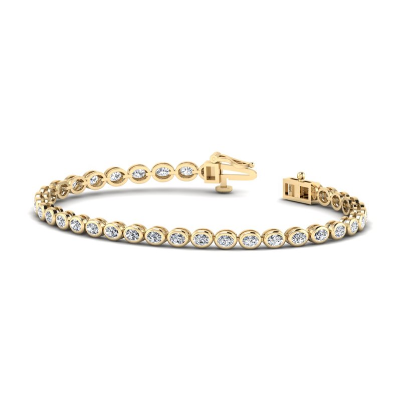 Yellow Gold Airy Oval Bezel Tennis Bracelet (3-1/2ctw)